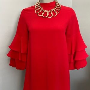 Bright red tiered sleeve mini dress